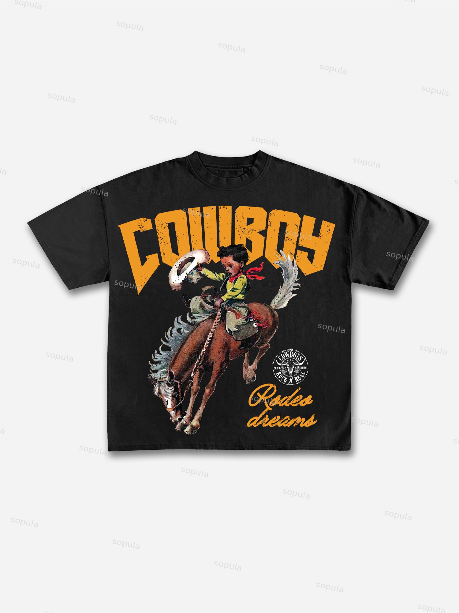 Cowboy Rodeo Dreams Print Cotton T-shirt