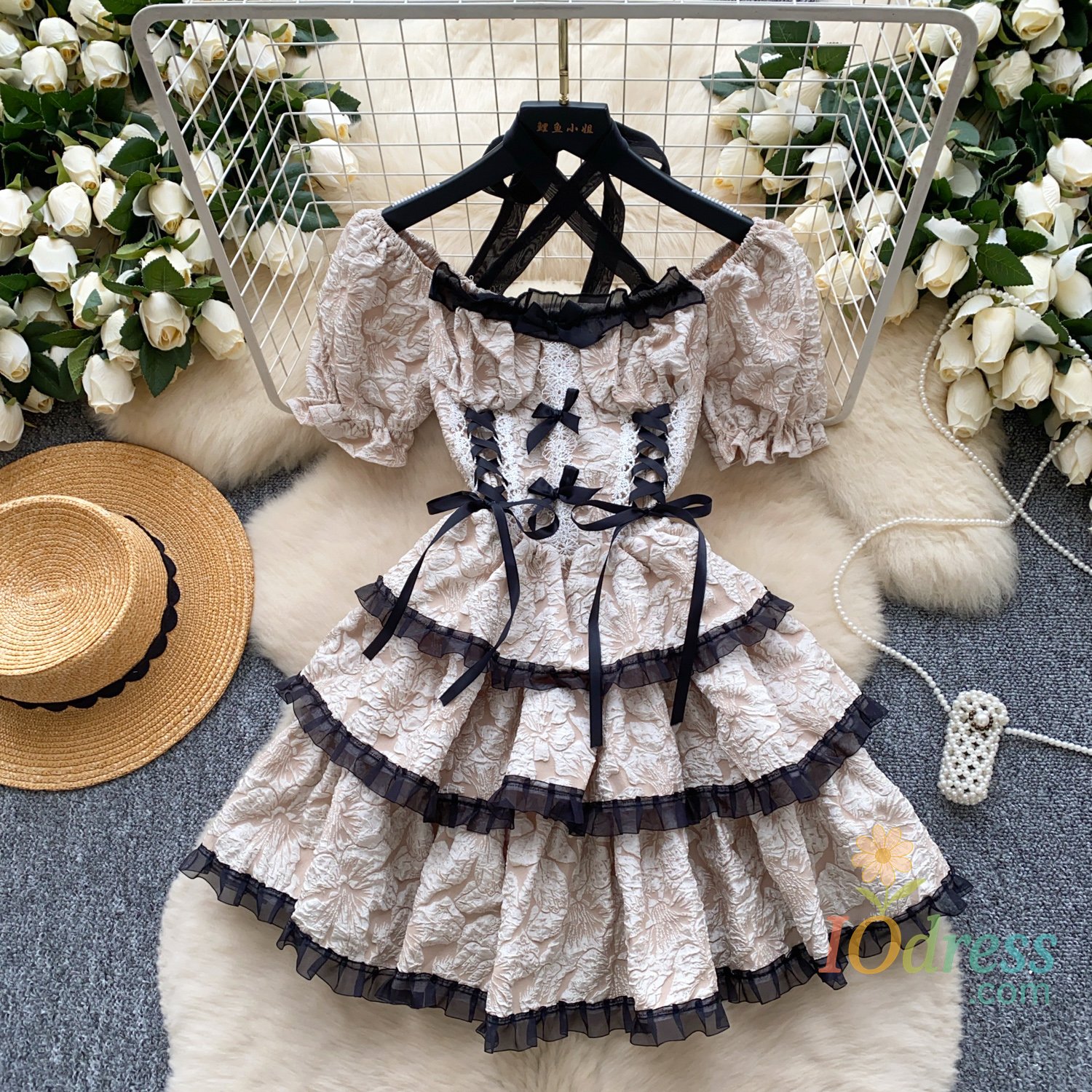 IO Dress Japanese Sweet Cute Lolita Jsk Dress Women Gothic Y2k Bow Lace Ruffles Evening Party Mini Dresses Harajuku Kawaii Black Vestidos