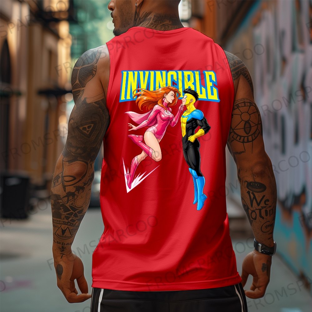 Oversized Anime Print Gym Tank Top