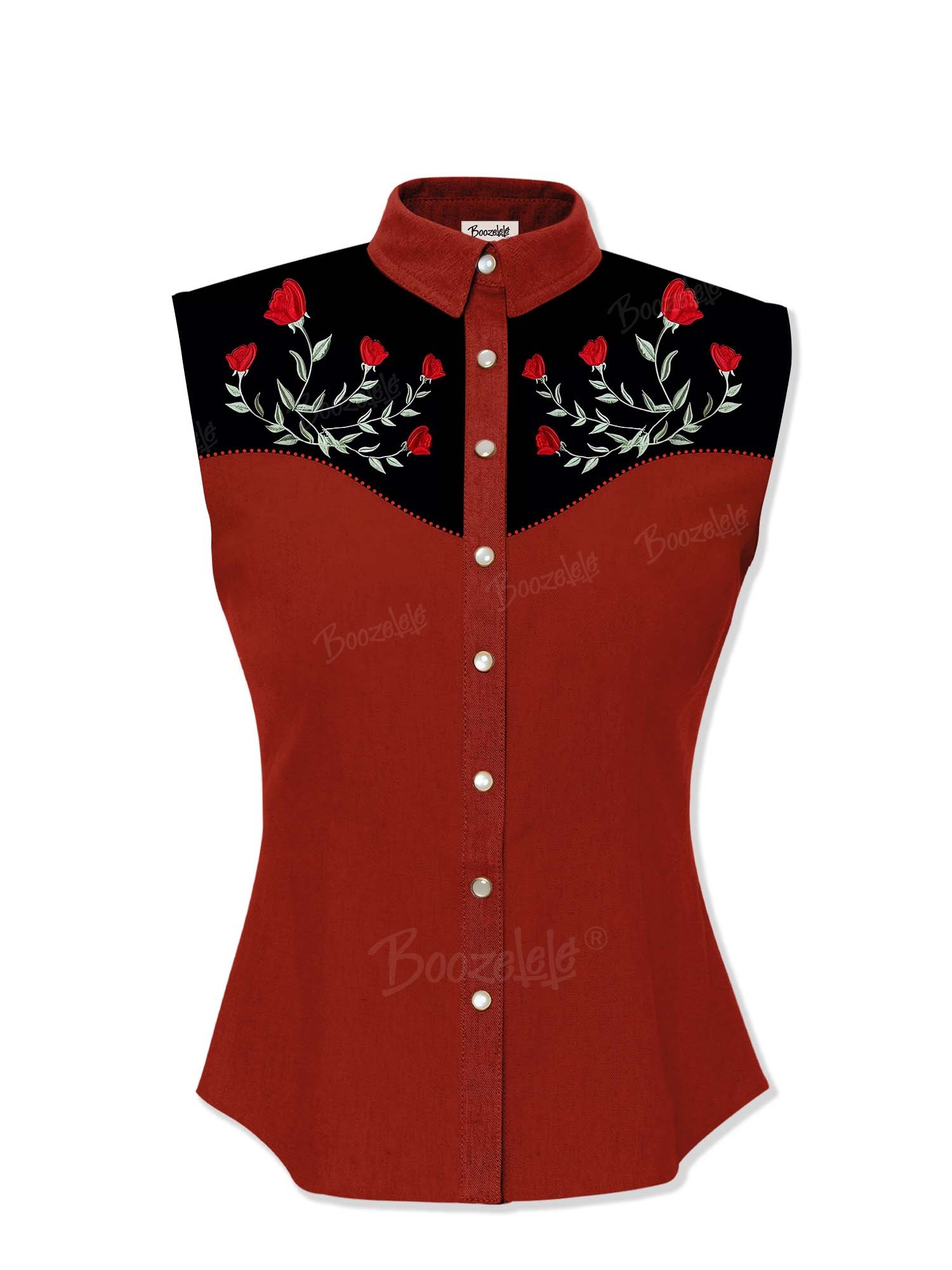Western Vintage Flower - Women&lsquo;s 100% Cotton Sleeveless Shirt