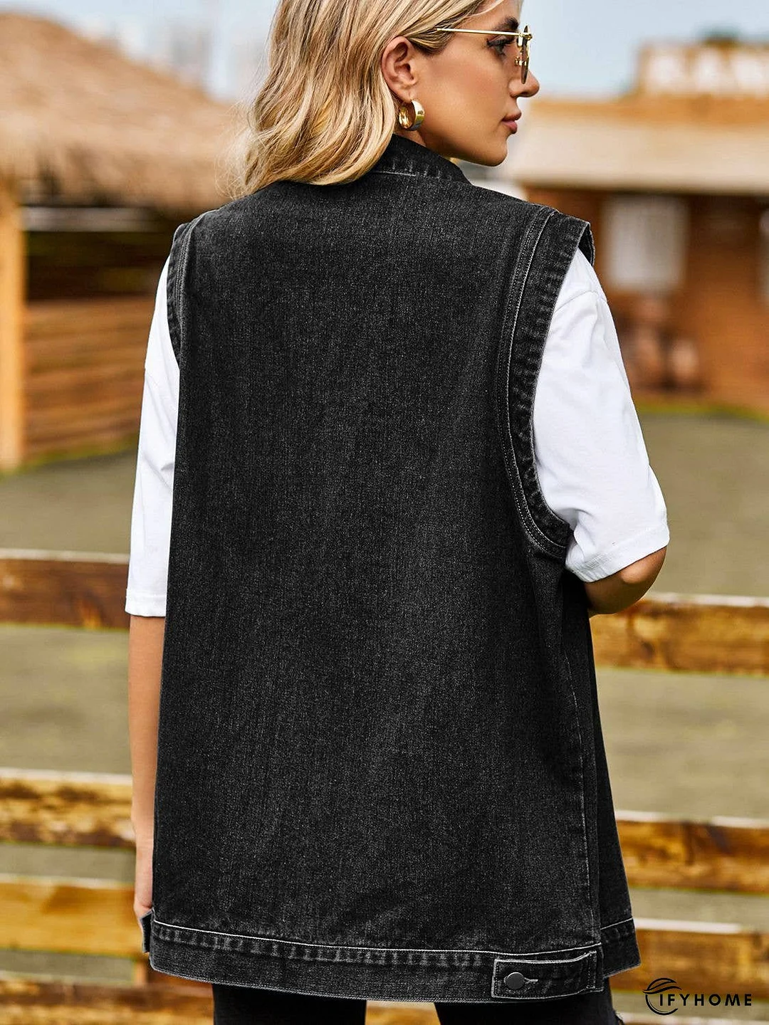 Button Down Denim Vest | IFYHOME