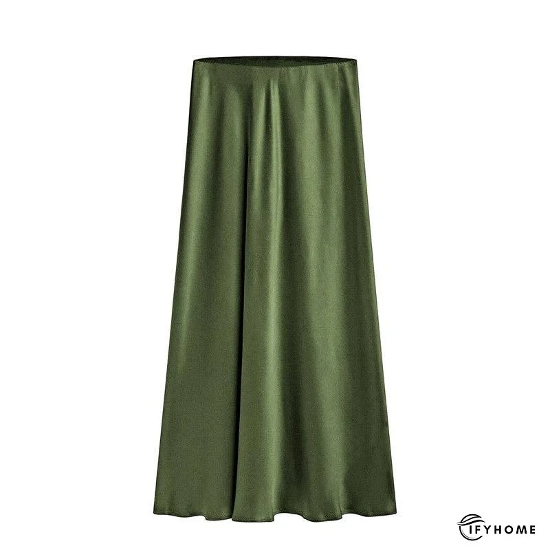Elegant High-Waisted Satin Midi Skirt | IFYHOME