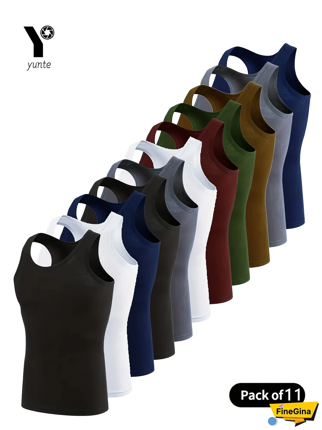 [11pcs Quick-Dry Tops] 11pcs Breathable Quick-Dry Polyester Men's Sleeveless Athletic Tops | Assorted Colors for Gym, Running, and Casual Wear (Black, White, Navy, Gray, Red, Green, Khaki)