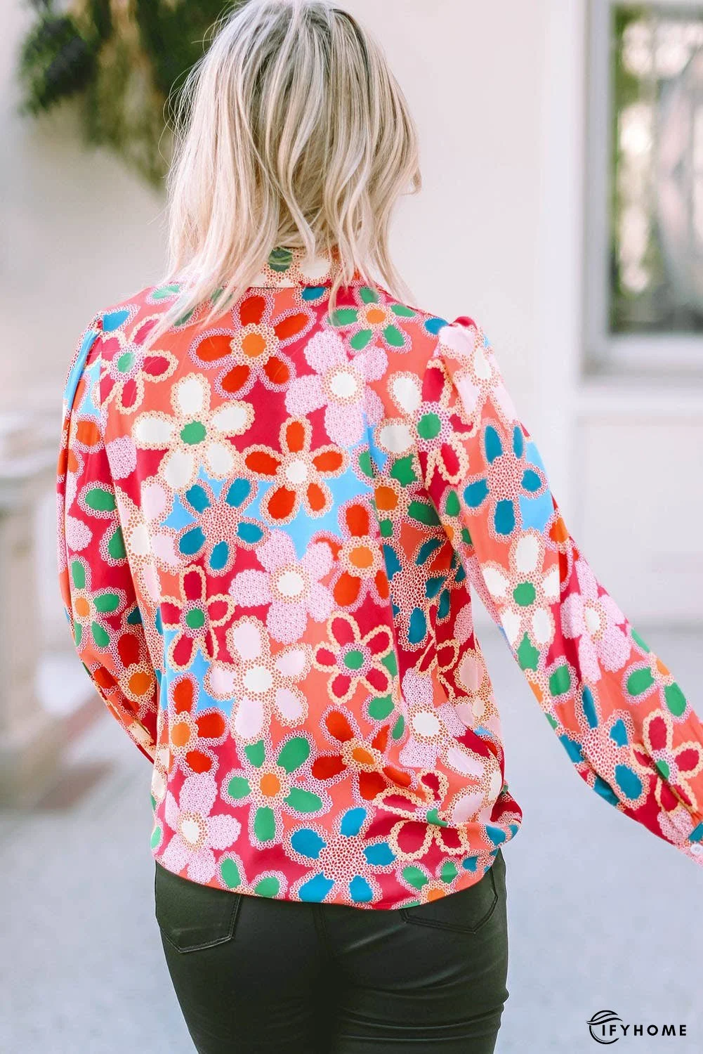 Floral Print Bubble Sleeve Shirt | IFYHOME