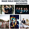 MAGE MALE Men's 2 Piece Suit One Button Slim Fit Formal Wedding Prom Tuxedo Suits Blazer Pants with Bow Tie Set Small Black-peak Lapel-1 amazon James Yang