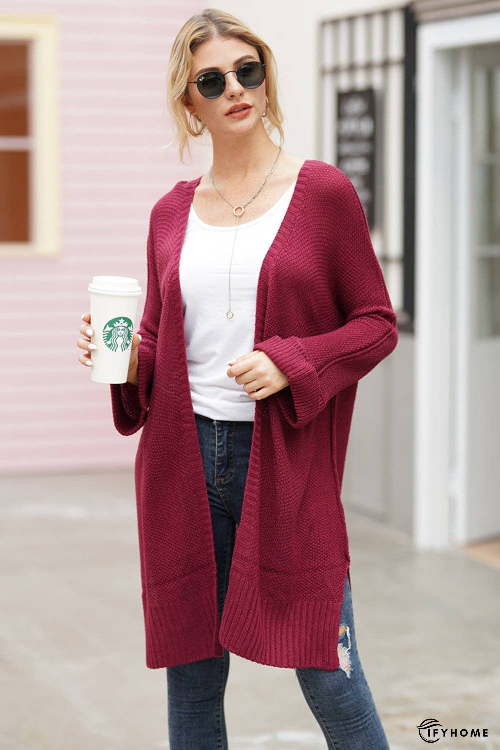 Open Front Long Sleeve Cardigan | IFYHOME