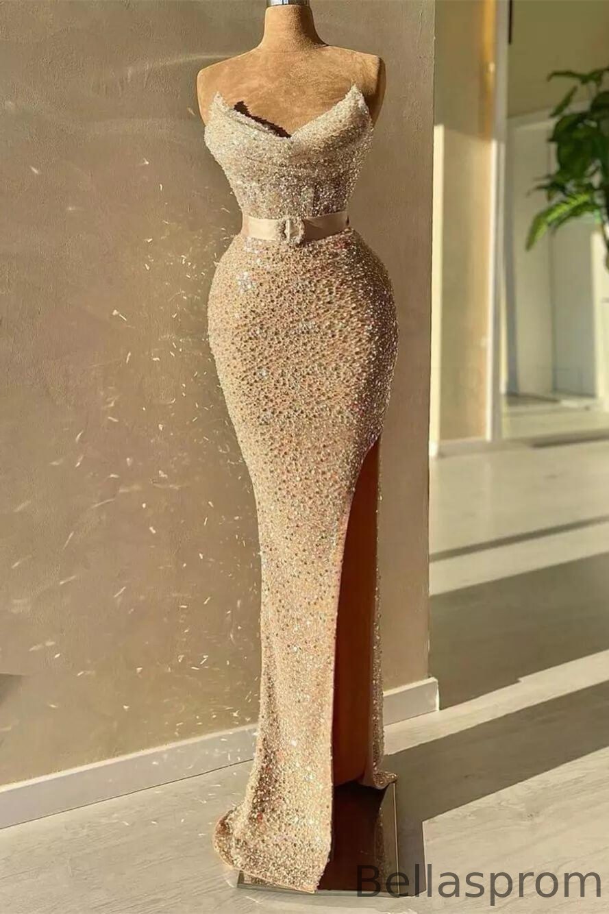 Bellasprom Sweetheart Sleeveless Mermaid Prom Dress With Split Sequins Bellasprom