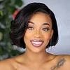 Glueless Brazilian Black Straight Hair Lace BOB Wigs Lady Wig