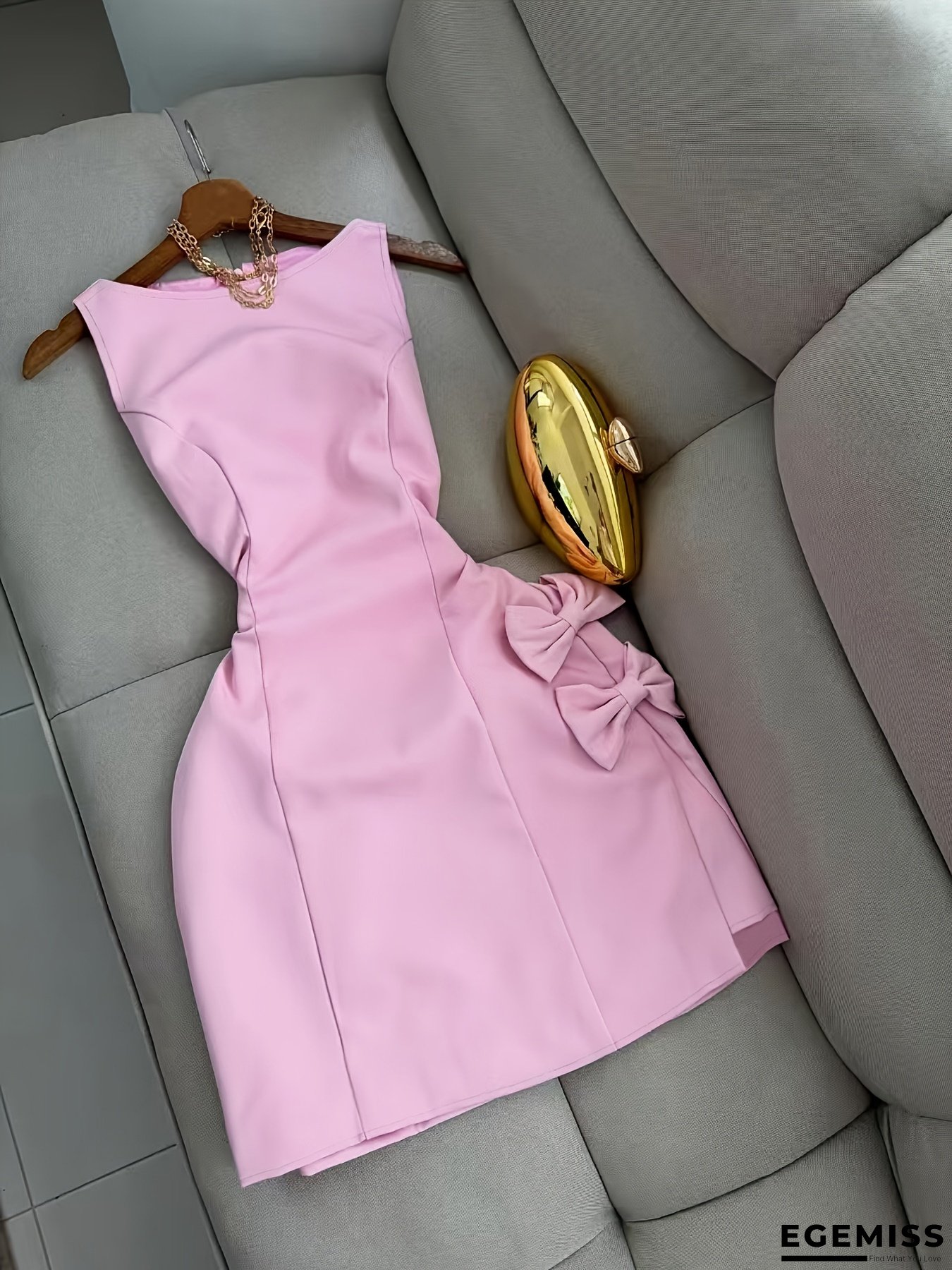 Women's Formal Party Wedding Dress - Elegant Pink flared skirt with, non-stretchy fabric, for Bridal, Gala, Everyday Formal Events - Women's Party Gown, Gala Attire, Fitted Top, Structured Fit, Stylish Attire, Bridal Wear | EGEMISS