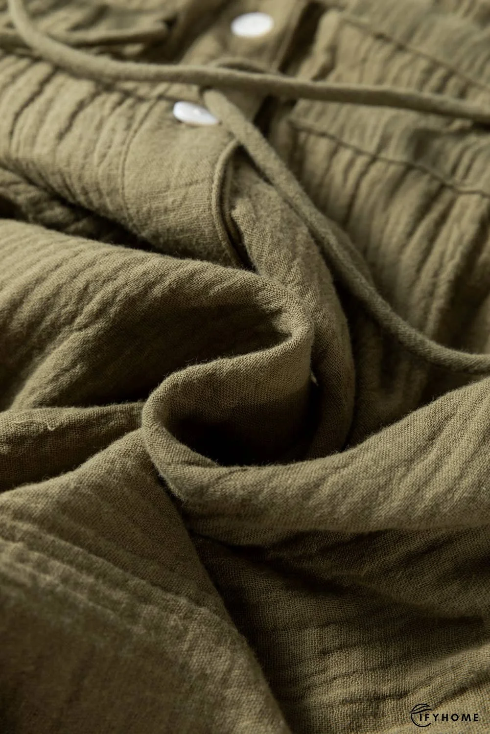 Textured Bracelet Sleeve Collared Dual Tied Mini Dress | IFYHOME