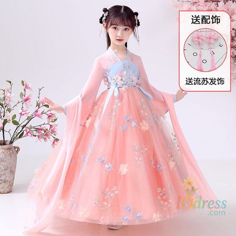 IO Dress Hanfu Girls Spring and Autumn Ancient Costume Chinese Style 2024 New Children's Clothing Ancient Style Spring Super Fairy Girl