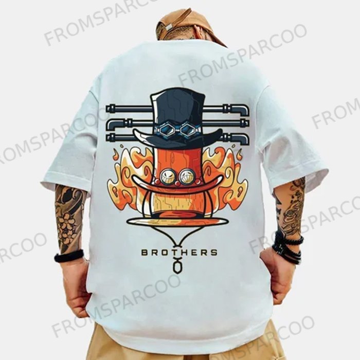 Oversized Unisex Anime Simple Print T-Shirt