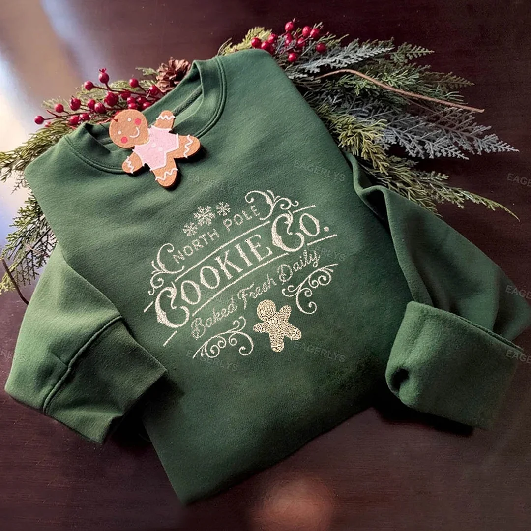 Eagerlys North Pole Cookie Co Embroidered Sweatshirt Eagerlys