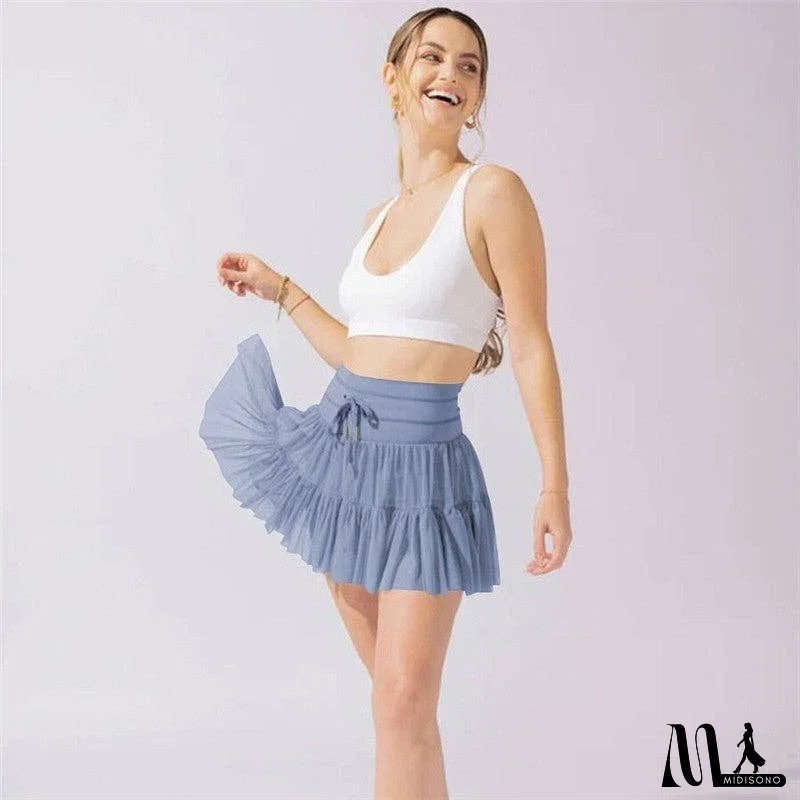 High Waist Belted Anti-Light Leakage Pleated Mini Skirt