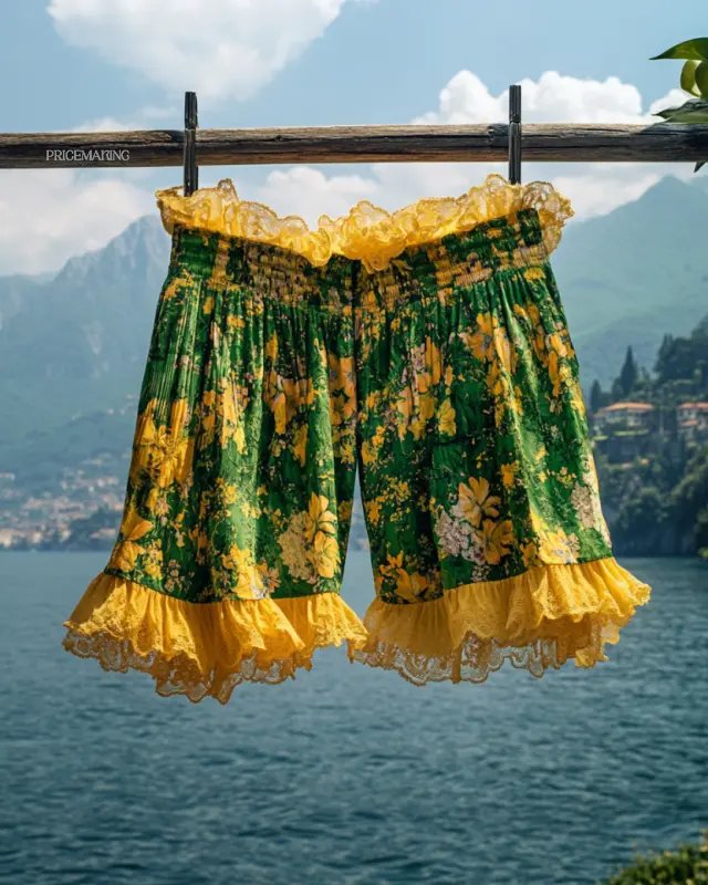 Summer Vacation Ruffle Lace Chiffon Contrast Shorts 2999