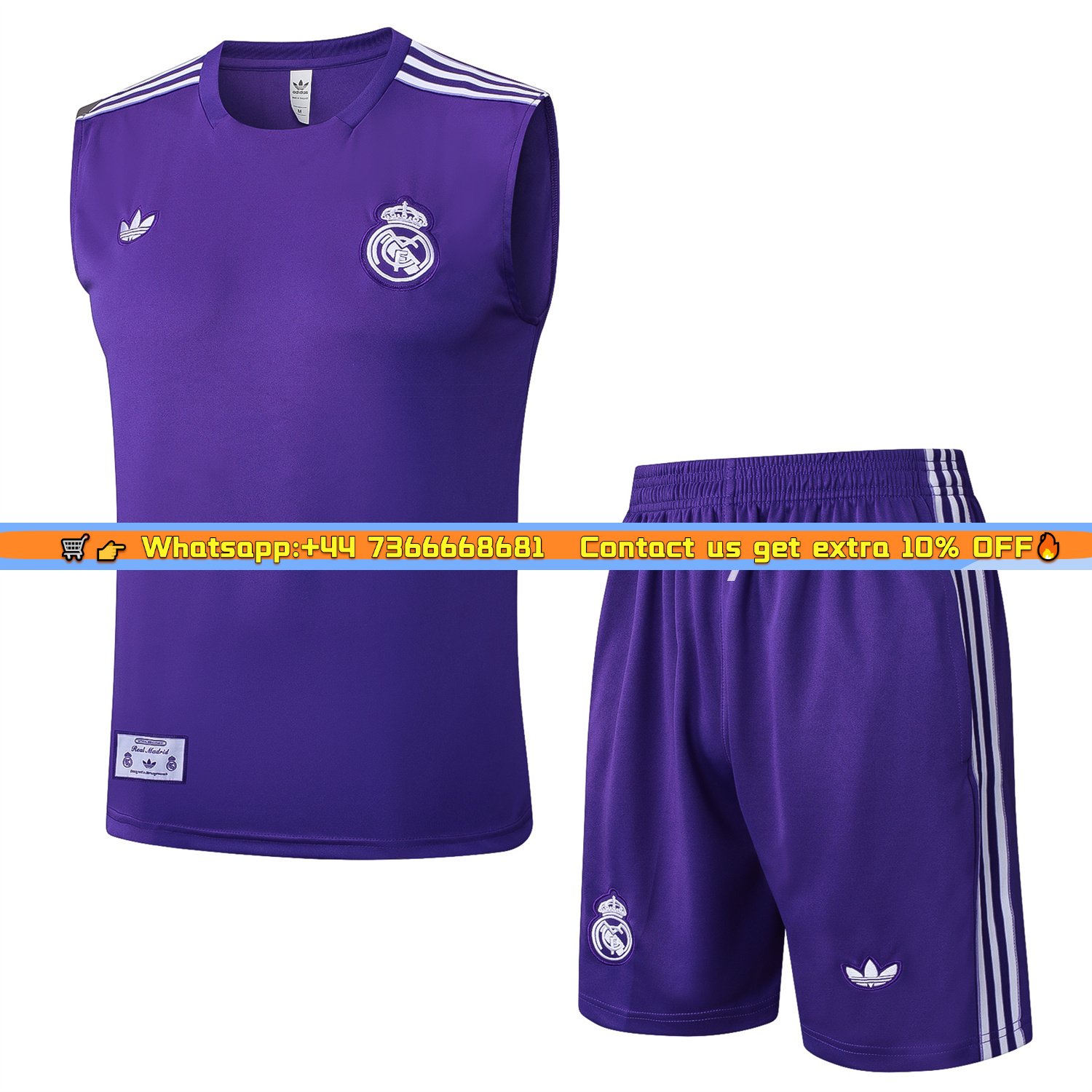 Real Madrid 25-26 Throwback Trefoil Vest Training Set - Purple