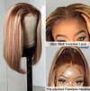 Straight Bob Wig Brown Mixed Blonde Highlights Wig