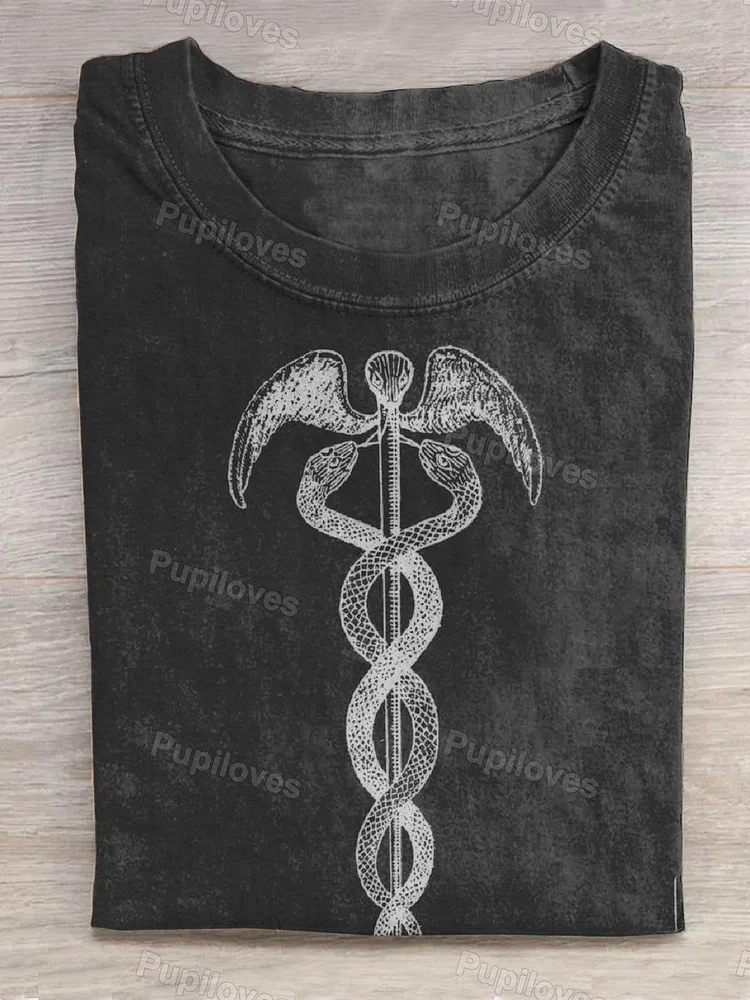 Pupiloves Pupiloves  Unisex Snak Totem Magic Runes Art Print Design T-shirt