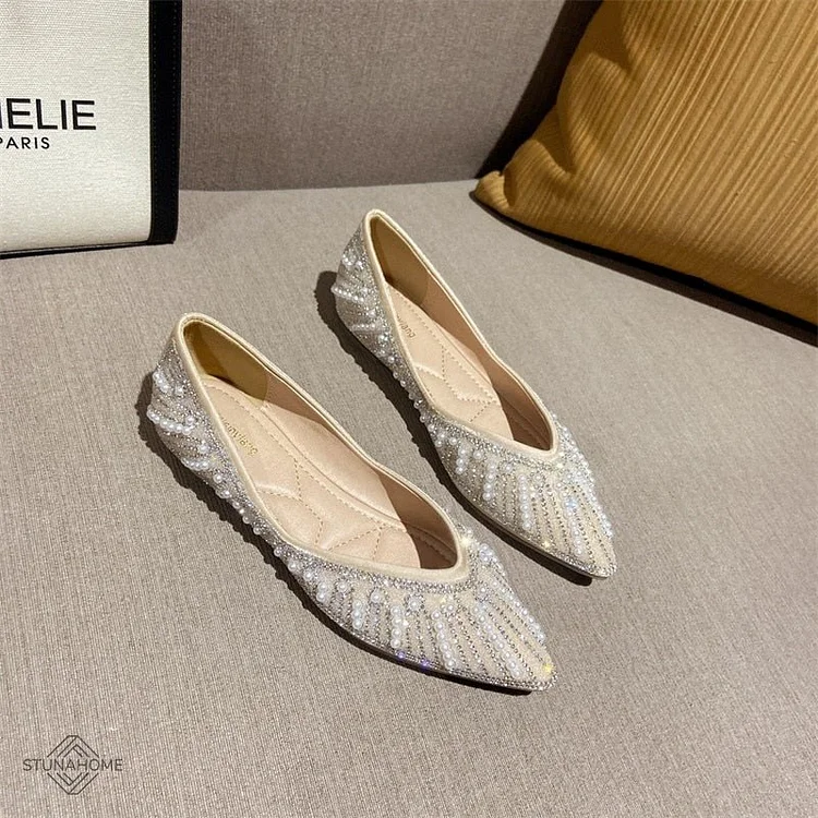 String Bead Moccasins Ballerina Shallow Slip On  Flats shopify Stunahome.com