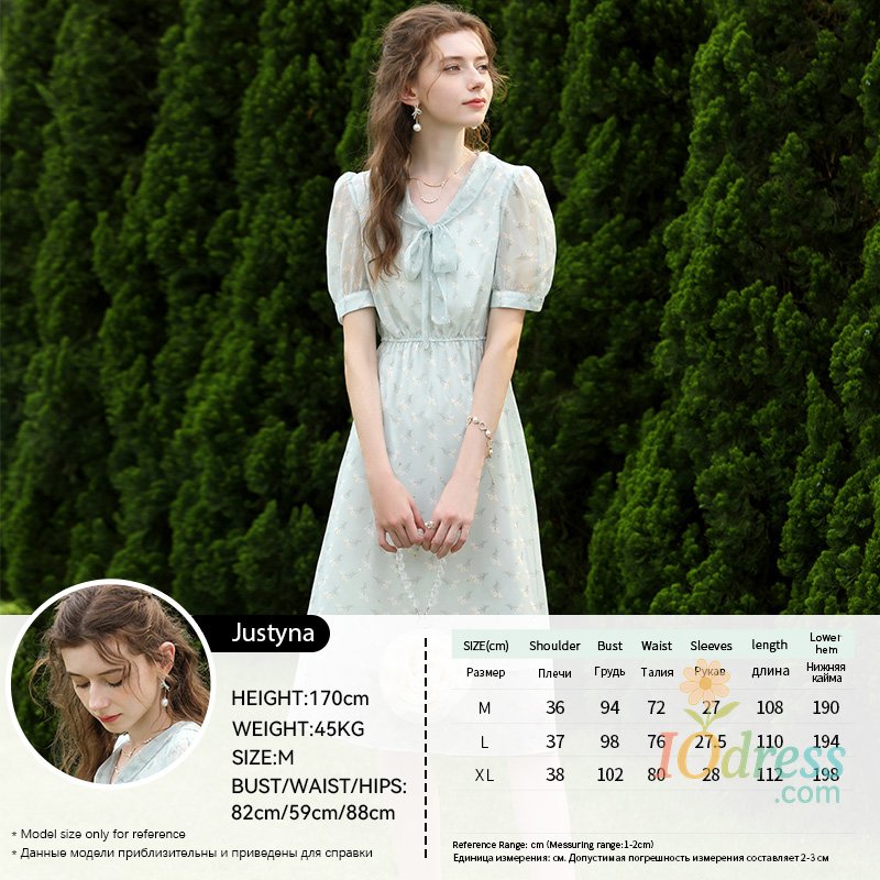 IO Dress I BELIEVE YOU French Floral Women Chiffon Dresses 2025 V Neck Puff Sleeves Lace-Up High Waist Summer Fashion Dress 2232095131