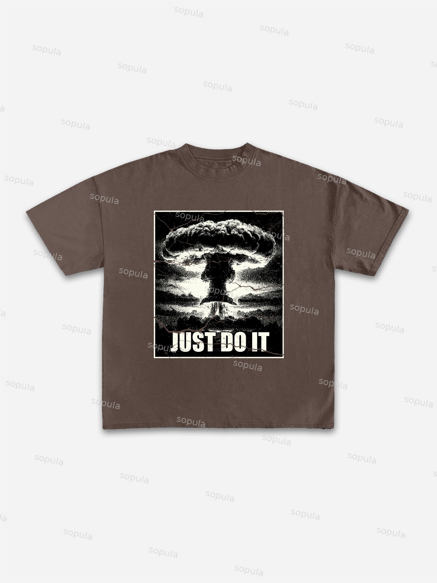 Just Do It Old Vintage Mushroom Cloud Graphic Cotton T-shirt