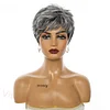 New Glueless Salt and Pepper Short Straight Bob Pixe Cut Wig