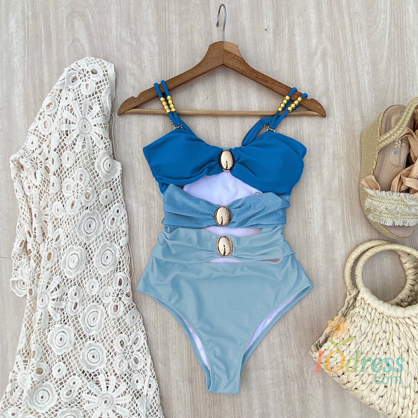 IO Dress 2025 Sexy Swimwear Push Up One Piece Swimsuit Floral Print Swimwear Women Ruffle Solid Swimsuit Deep-V Bathing Suit Beachwear