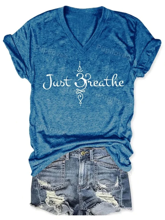 Pupiloves Pupiloves Women's Just Breathe Print T-shirt