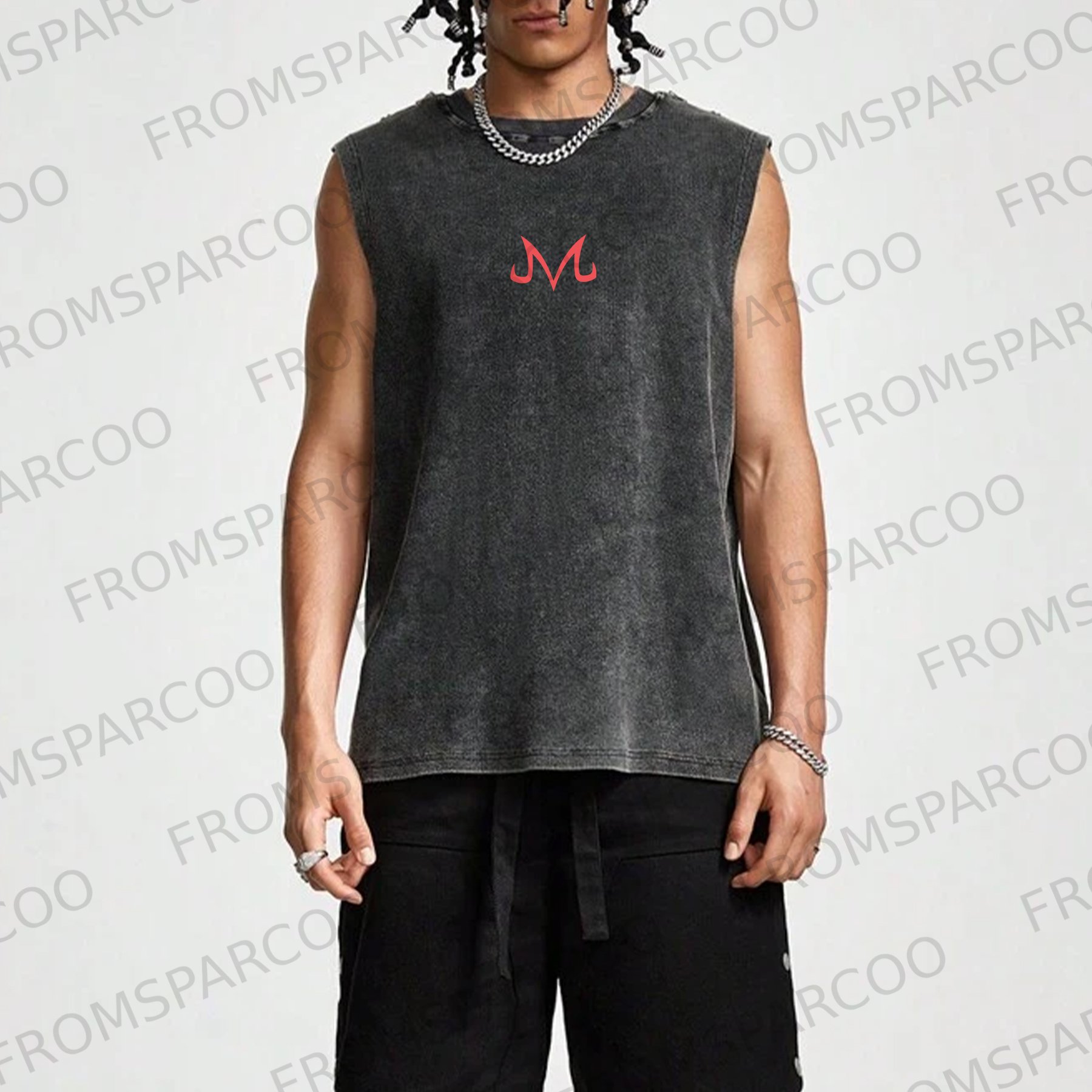 Casual Batik Anime Simple Print Fitness Vest