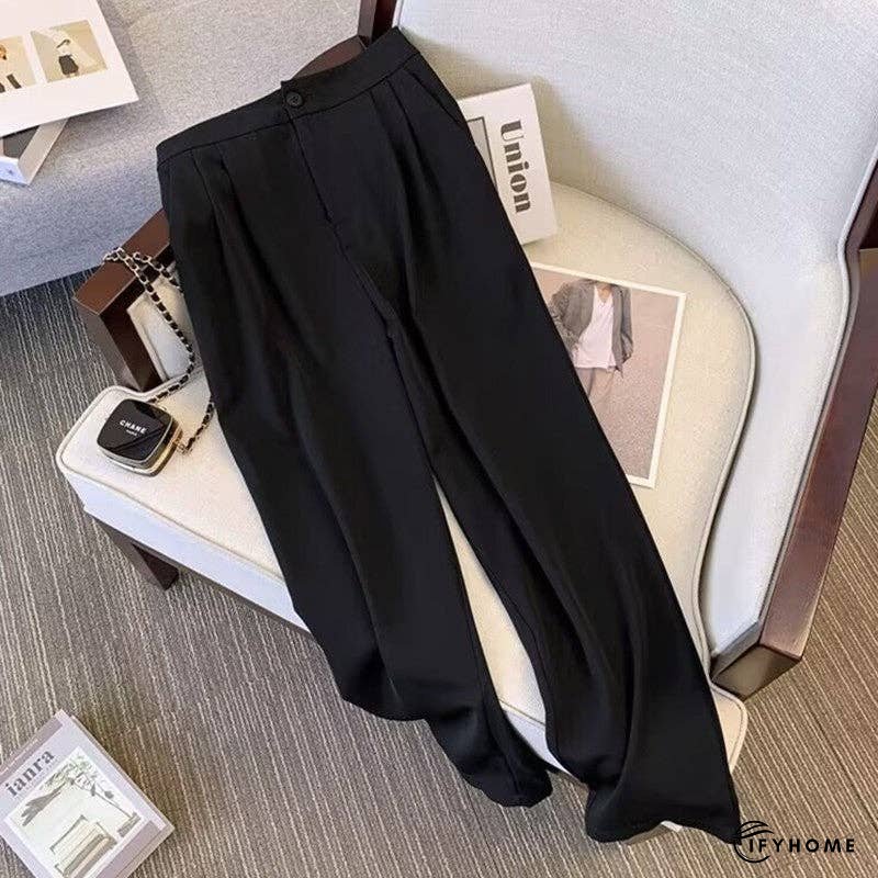 Relaxed Fit Solid Color Casual Wide Leg Pants | IFYHOME