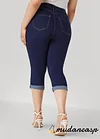 Cuffed Stretch Denim Capris