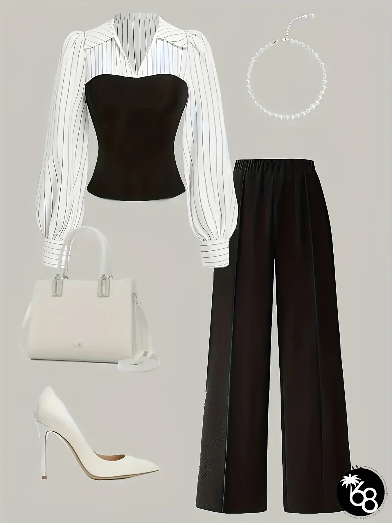 Women&lsquo;s Coordinated Set Featuring a Stylish And Elegant Top with Casual Patchwork Pants. | 168DEAL