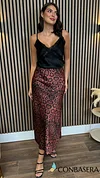 Diora Orange & Black Snake Skin Print Midi Skirt
