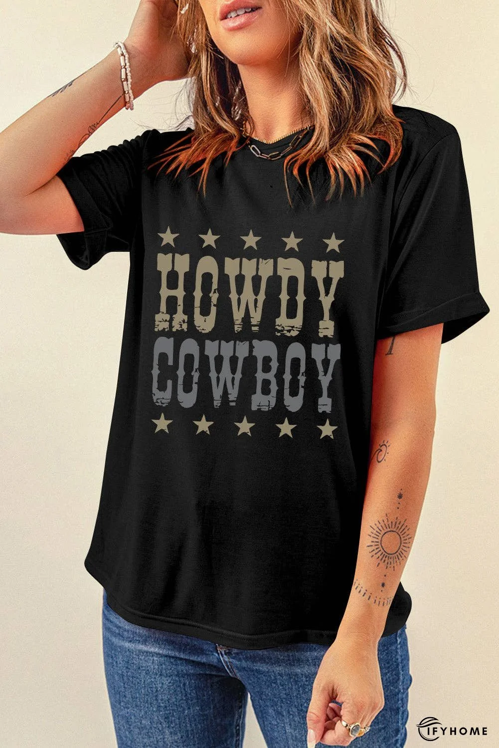 Letter Graphic Round Neck Short Sleeve T-Shirt | IFYHOME