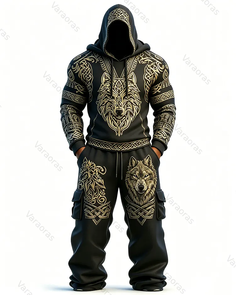 Men's Fashion Embroidered Hoodie and Pants Two-Piece Set2274