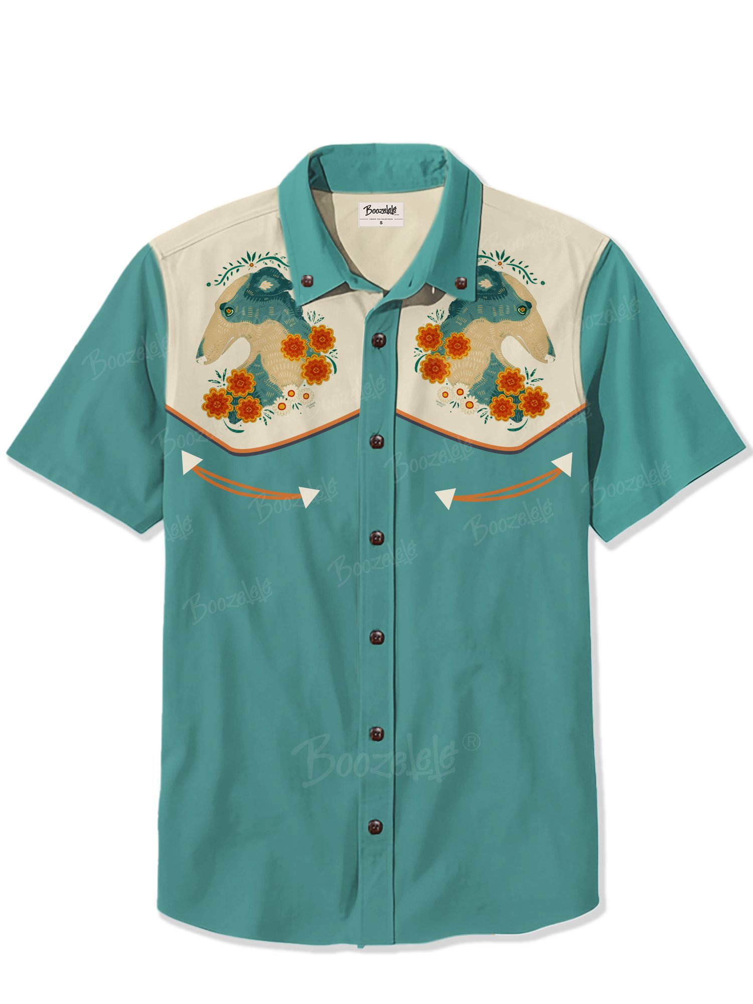 Dog And Flowers - 100% Cotton Shirt
