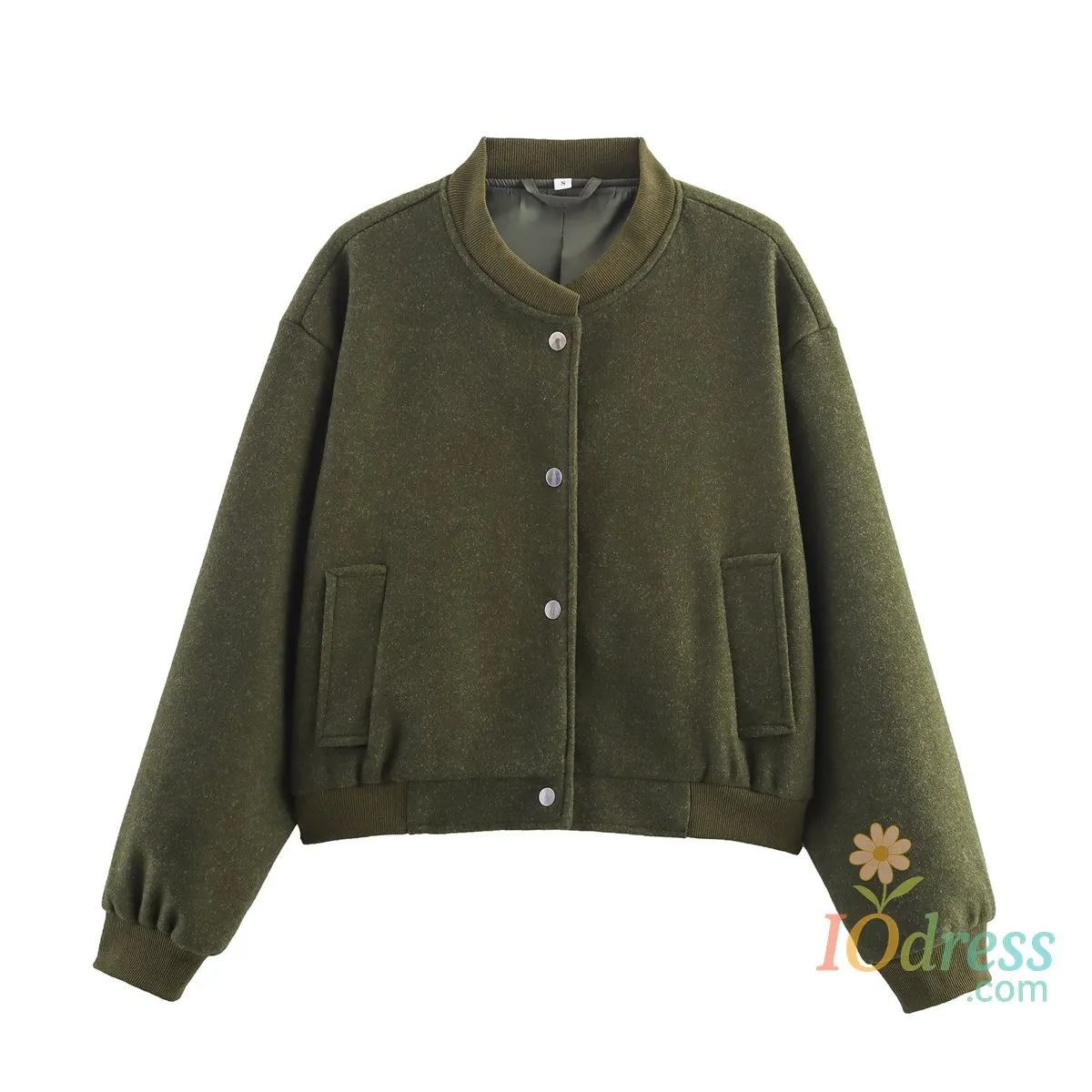 IO Dress  monthly picks Women's Loose Fit Bomber Jacket Solid Color Stand Collar Streetwear Casual Spring Autumn Outerwear IO Dress