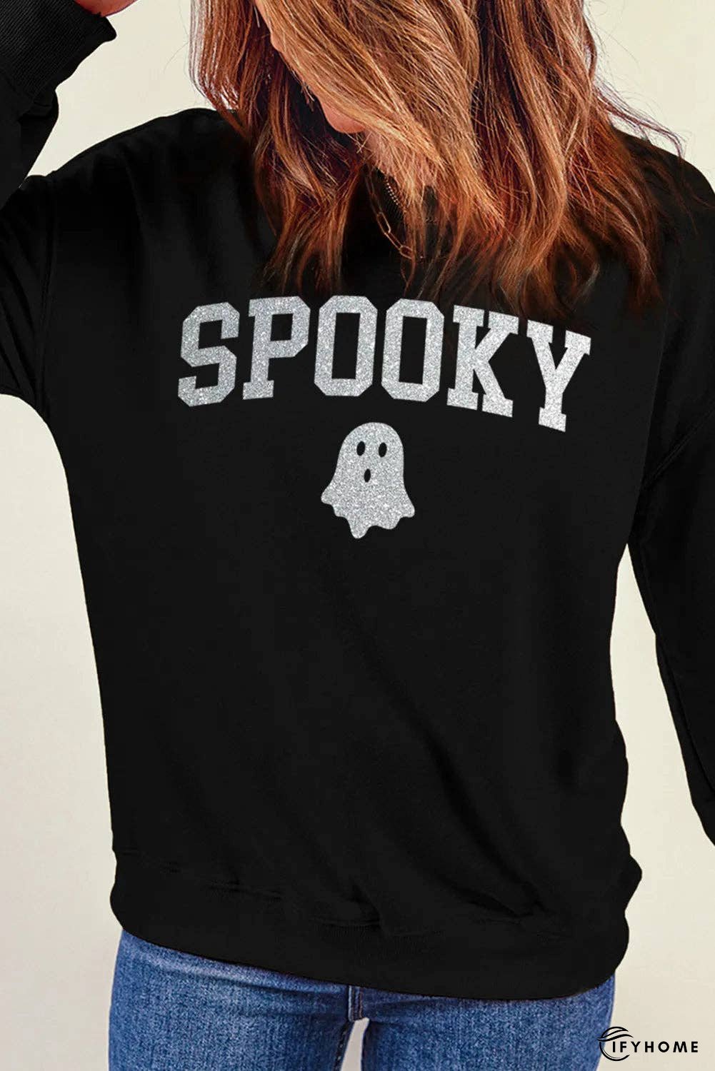 SPOOKY Round Neck Long Sleeve Sweatshirt | IFYHOME