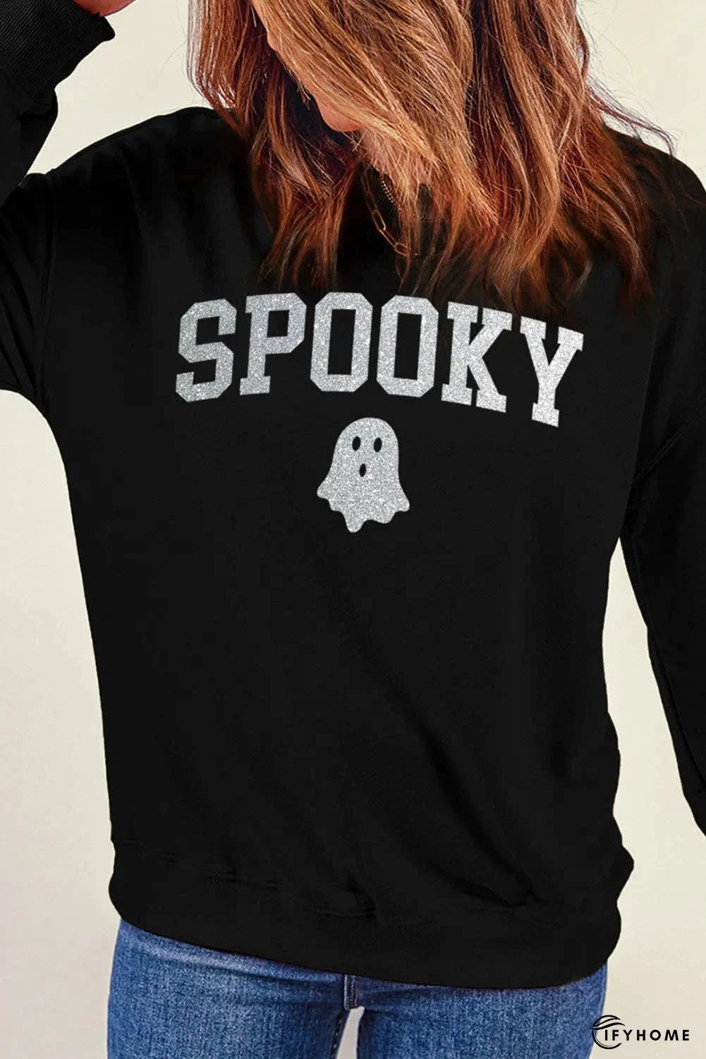 SPOOKY Round Neck Long Sleeve Sweatshirt | IFYHOME