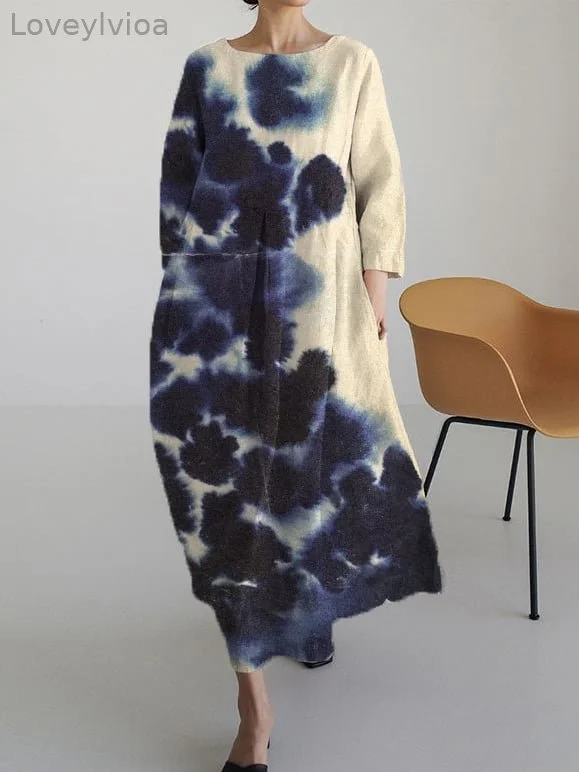 Women's Retro Graphic Print Crew Neck Dress