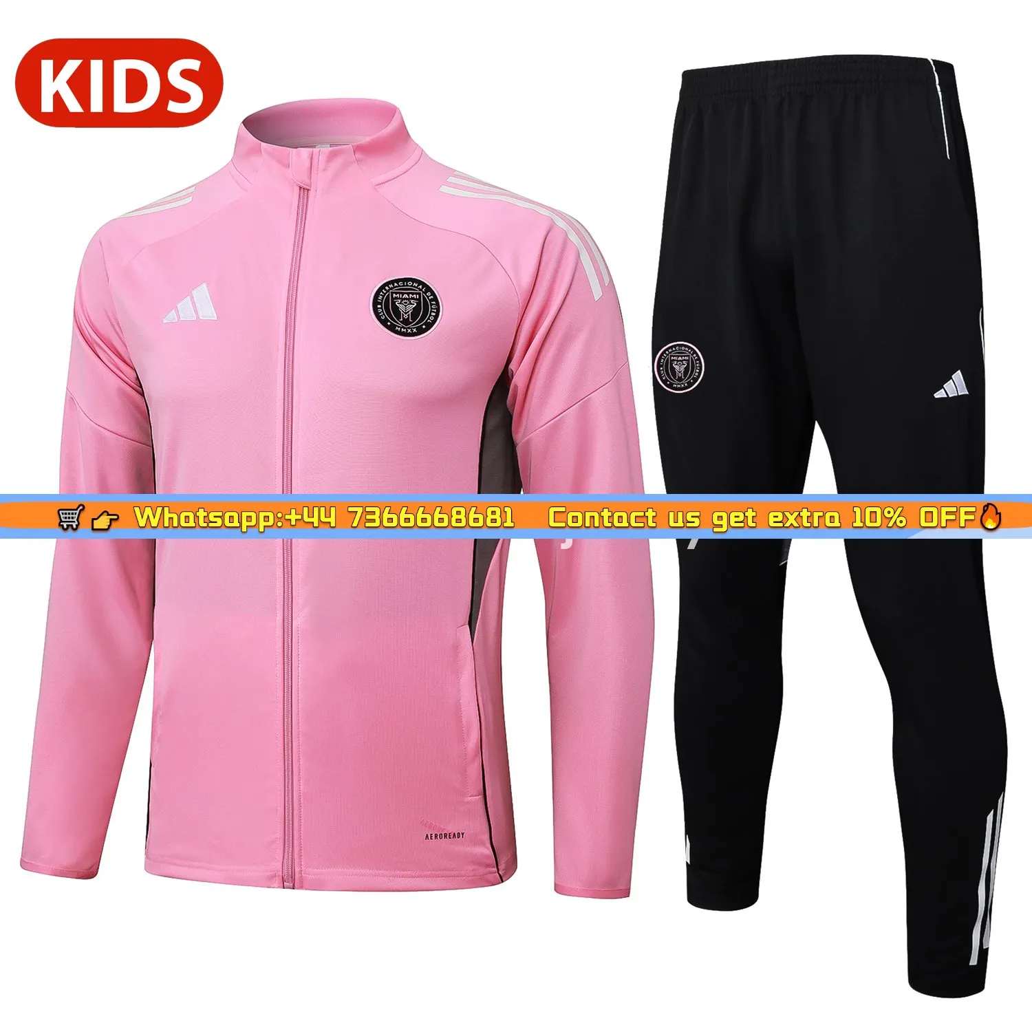 Kids INT M.A.M 25-26 Kids Jacket Training Tracksuit - Pink Top and Black Pants