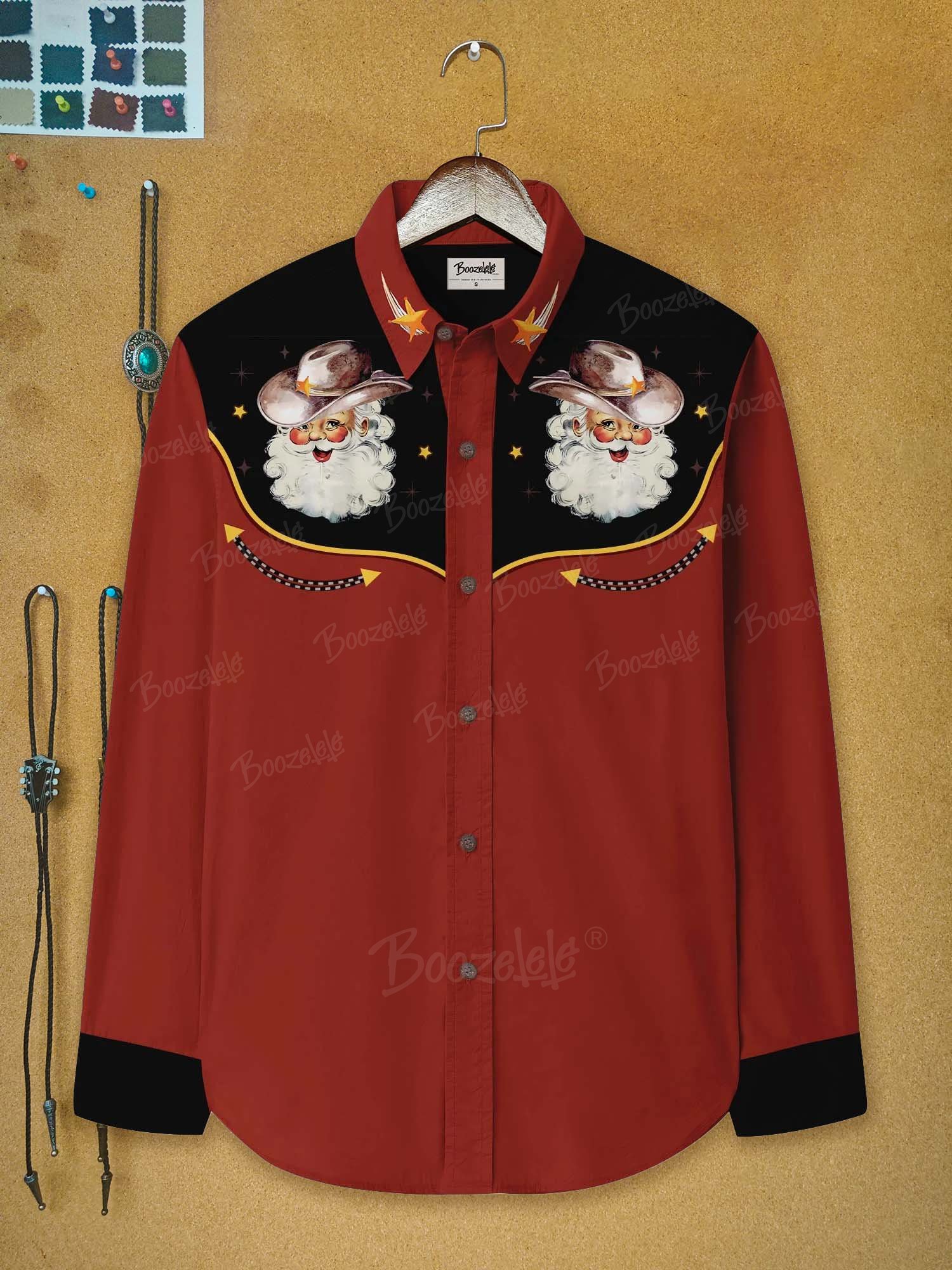 Christmas Santa Cowboy - 100% Cotton Long Sleeves Shirt