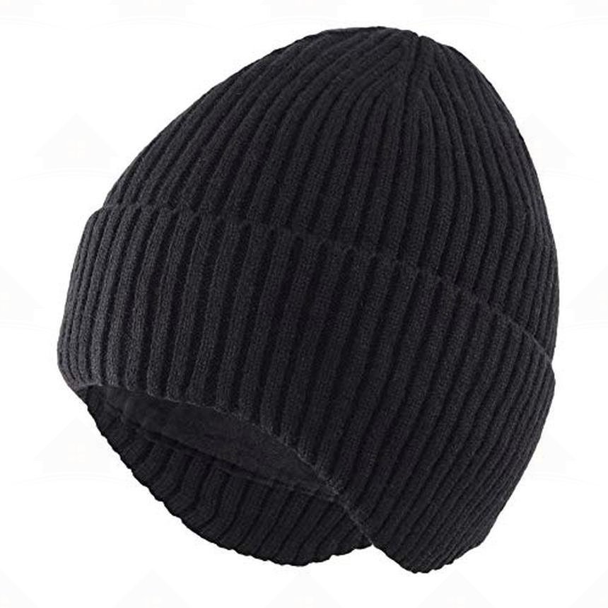 Home Prefer Fleece Lined Beanie Hat for Men Women Warm Winter Hats with Earflaps Stretchy Ribbed Knit Skull Cap