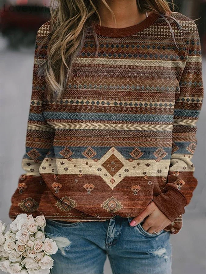 Ethnic Print Sweatshirt