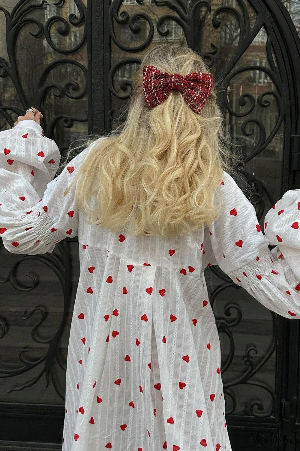 Heart Print Buttoned Maxi Dress | IFYHOME