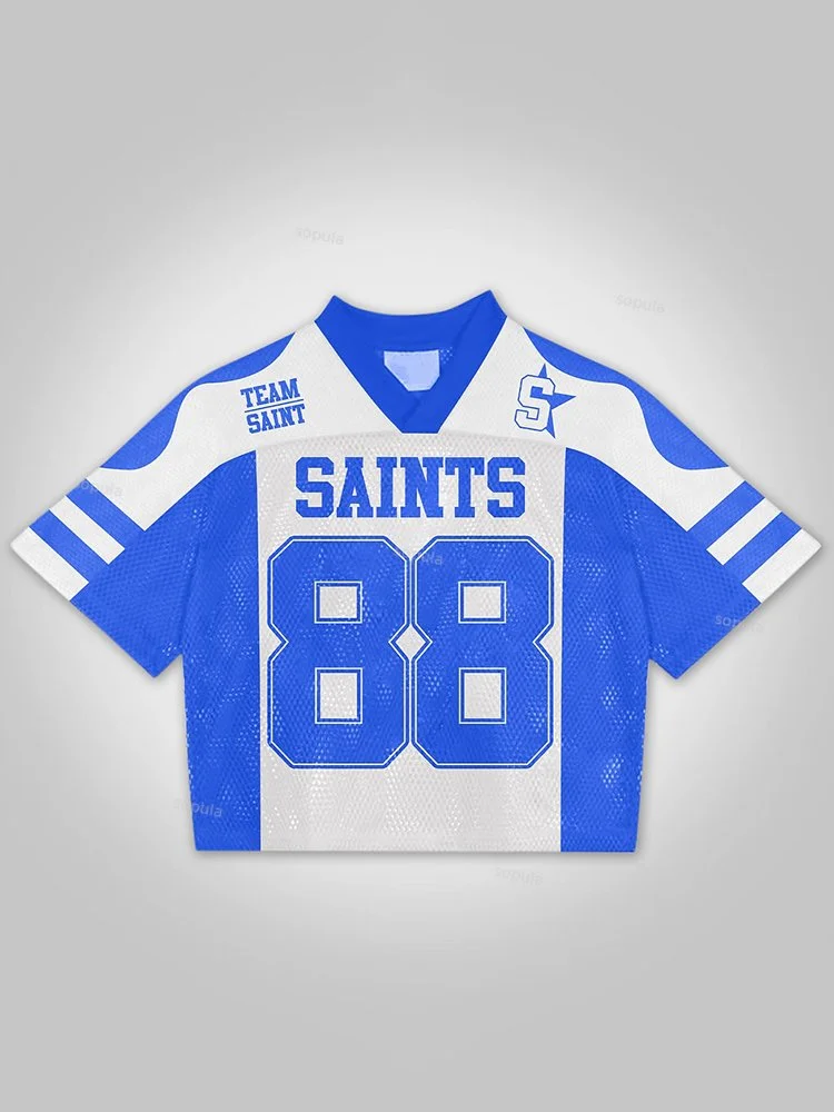 Vintage Our Idealism Is Saints In 88 Graphics Blokecore Blokette Cropped V-neck Jersey T-shirt