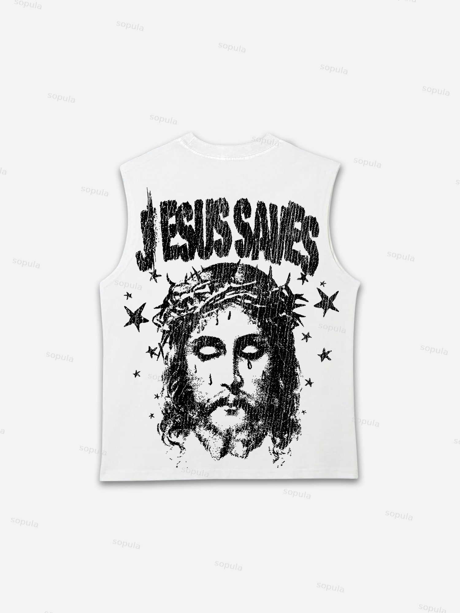 Jesus Saves Graphic Print Tank Top
