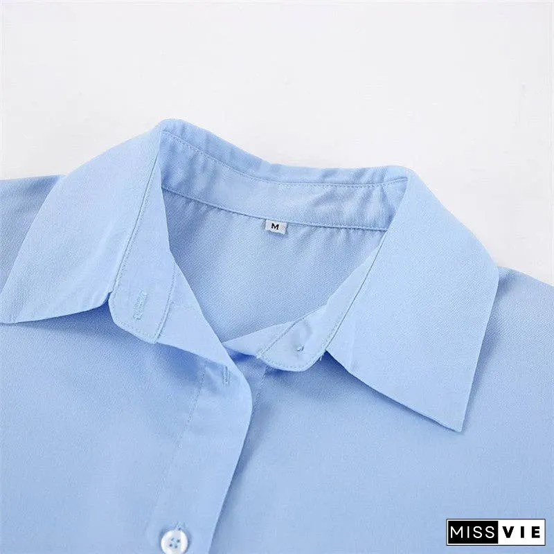 Casual Solid Color Shirt and Pants Ensemble