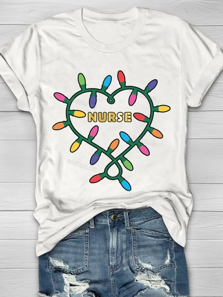 Eagerlys Nurse Christmas Lights T-Shirt Eagerlys