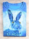 Unisex Smoking Bunny Print Casual Short Sleeve T-Shirt